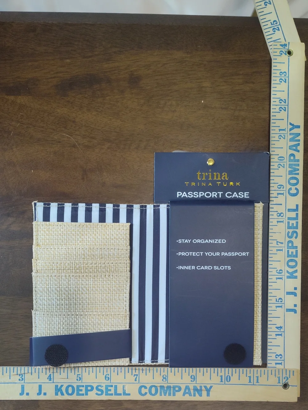 NWT Trina Turk Beige Polka Dot Passport Case